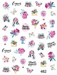  Слайдер-дизайн для ногтей 482 цветы и бабочки